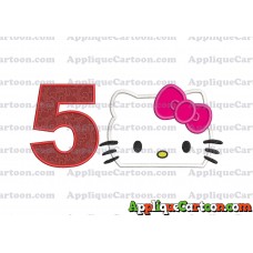 Hello Kitty Applique Embroidery Design Birthday Number 5