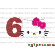 Hello Kitty Applique Embroidery Design Birthday Number 6
