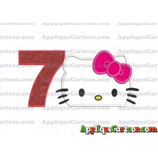 Hello Kitty Applique Embroidery Design Birthday Number 7