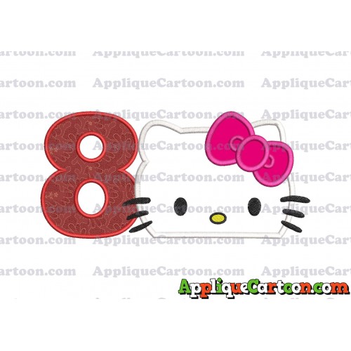 Hello Kitty Applique Embroidery Design Birthday Number 8