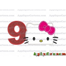 Hello Kitty Applique Embroidery Design Birthday Number 9