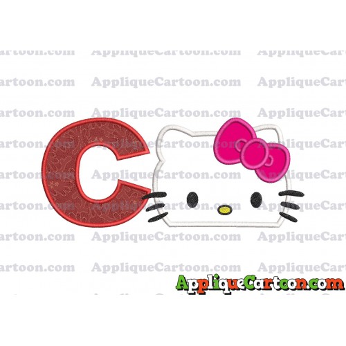 Hello Kitty Applique Embroidery Design With Alphabet C