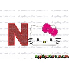 Hello Kitty Applique Embroidery Design With Alphabet N