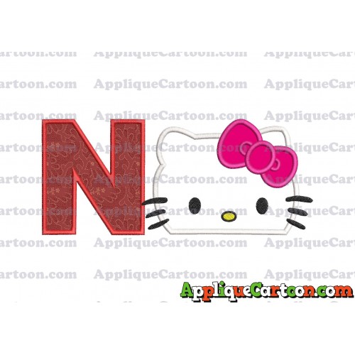 Hello Kitty Applique Embroidery Design With Alphabet N