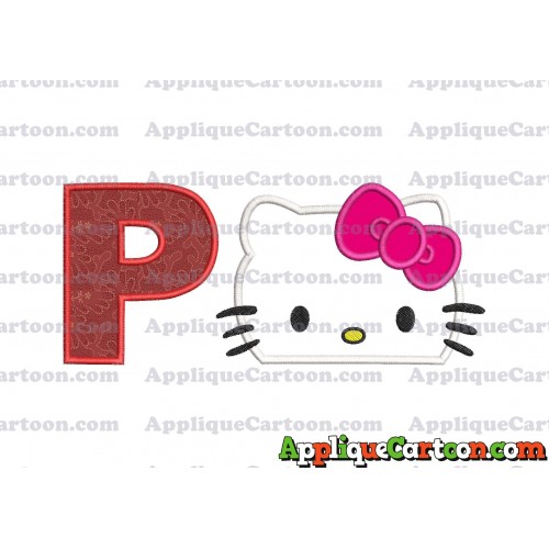 Hello Kitty Applique Embroidery Design With Alphabet P