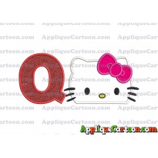 Hello Kitty Applique Embroidery Design With Alphabet Q