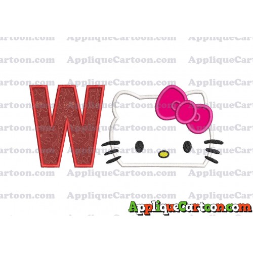 Hello Kitty Applique Embroidery Design With Alphabet W
