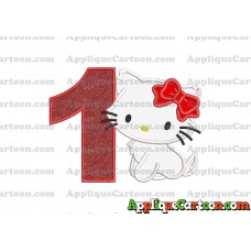 Hello Kitty Cat Applique Embroidery Design Birthday Number 1
