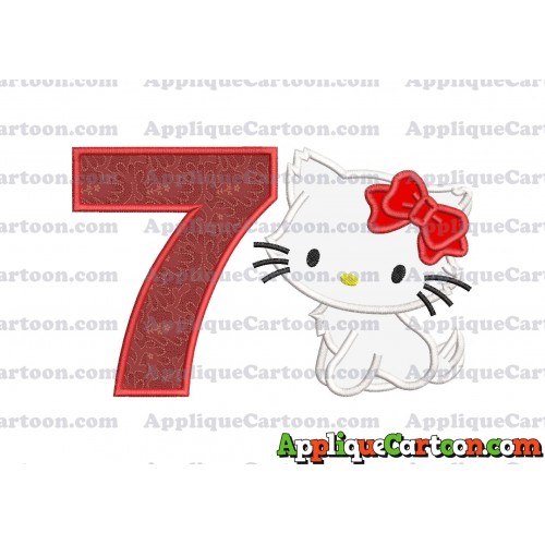 Hello Kitty Cat Applique Embroidery Design Birthday Number 7