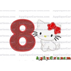 Hello Kitty Cat Applique Embroidery Design Birthday Number 8