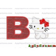 Hello Kitty Cat Applique Embroidery Design With Alphabet B