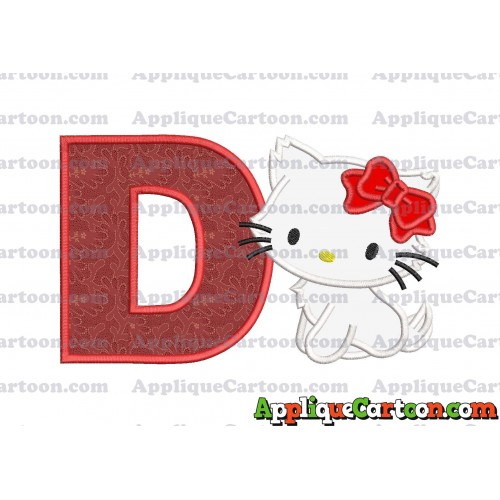Hello Kitty Cat Applique Embroidery Design With Alphabet D