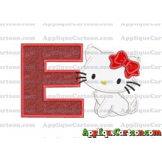 Hello Kitty Cat Applique Embroidery Design With Alphabet E