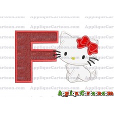 Hello Kitty Cat Applique Embroidery Design With Alphabet F