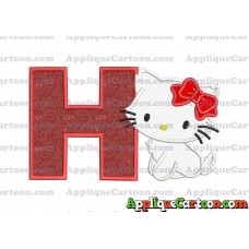 Hello Kitty Cat Applique Embroidery Design With Alphabet H