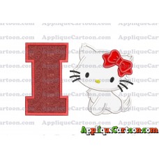 Hello Kitty Cat Applique Embroidery Design With Alphabet I