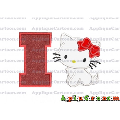 Hello Kitty Cat Applique Embroidery Design With Alphabet I
