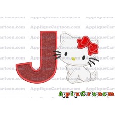 Hello Kitty Cat Applique Embroidery Design With Alphabet J