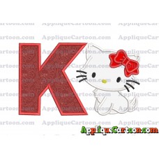 Hello Kitty Cat Applique Embroidery Design With Alphabet K