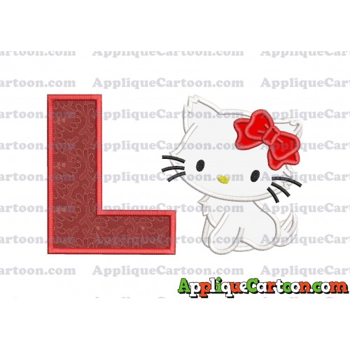 Hello Kitty Cat Applique Embroidery Design With Alphabet L