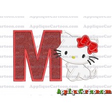 Hello Kitty Cat Applique Embroidery Design With Alphabet M