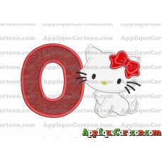 Hello Kitty Cat Applique Embroidery Design With Alphabet O