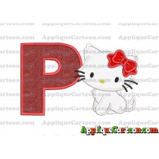 Hello Kitty Cat Applique Embroidery Design With Alphabet P