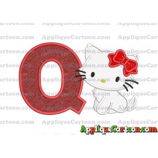 Hello Kitty Cat Applique Embroidery Design With Alphabet Q