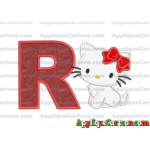 Hello Kitty Cat Applique Embroidery Design With Alphabet R