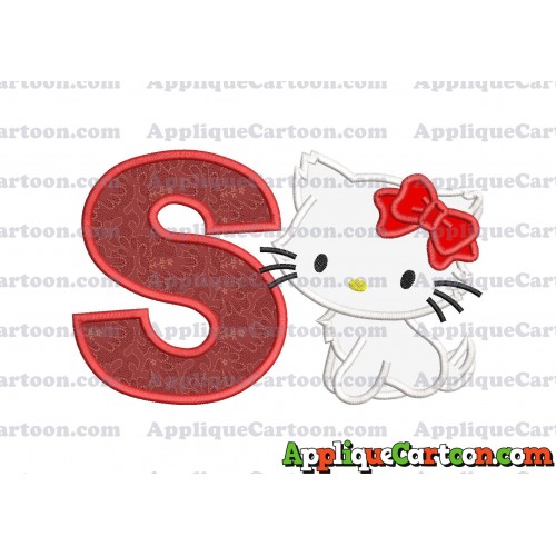 Hello Kitty Cat Applique Embroidery Design With Alphabet S