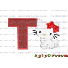 Hello Kitty Cat Applique Embroidery Design With Alphabet T