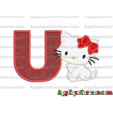 Hello Kitty Cat Applique Embroidery Design With Alphabet U