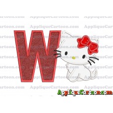 Hello Kitty Cat Applique Embroidery Design With Alphabet W