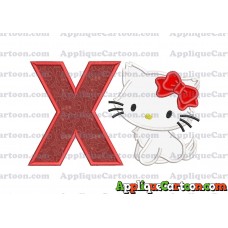 Hello Kitty Cat Applique Embroidery Design With Alphabet X