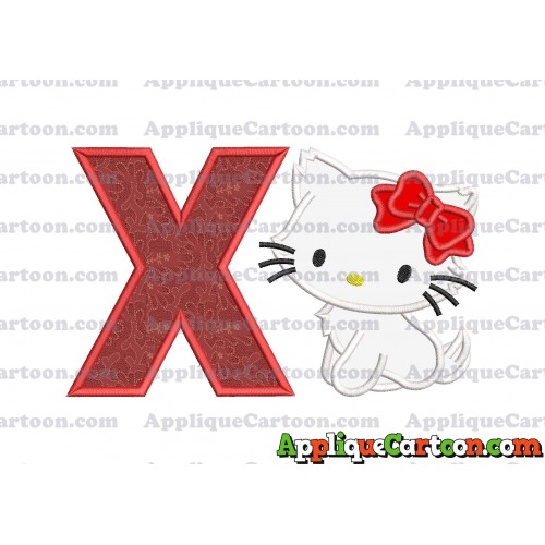 Hello Kitty Cat Applique Embroidery Design With Alphabet X