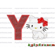 Hello Kitty Cat Applique Embroidery Design With Alphabet Y