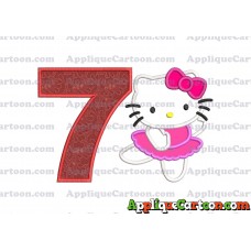 Hello Kitty Dancing With Bow Applique Embroidery Design Birthday Number 7