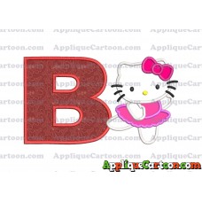 Hello Kitty Dancing With Bow Applique Embroidery Design With Alphabet B