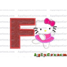Hello Kitty Dancing With Bow Applique Embroidery Design With Alphabet F