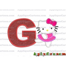 Hello Kitty Dancing With Bow Applique Embroidery Design With Alphabet G
