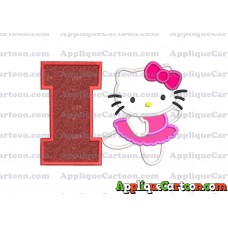 Hello Kitty Dancing With Bow Applique Embroidery Design With Alphabet I