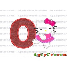 Hello Kitty Dancing With Bow Applique Embroidery Design With Alphabet O
