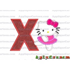 Hello Kitty Dancing With Bow Applique Embroidery Design With Alphabet X
