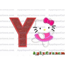 Hello Kitty Dancing With Bow Applique Embroidery Design With Alphabet Y