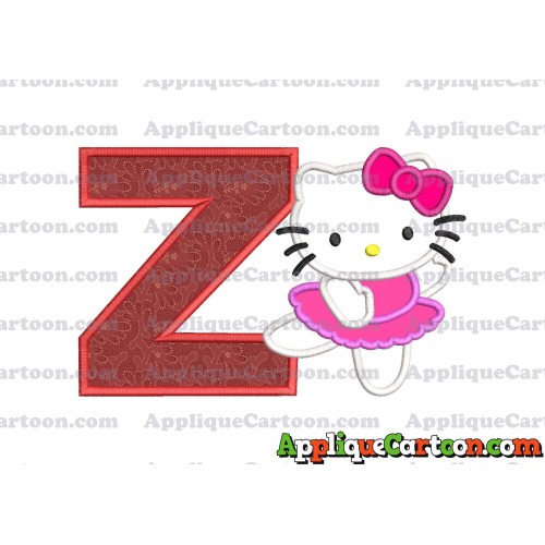 Hello Kitty Dancing With Bow Applique Embroidery Design With Alphabet Z
