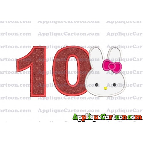 Hello Kitty Head Applique Embroidery Design Birthday Number 10