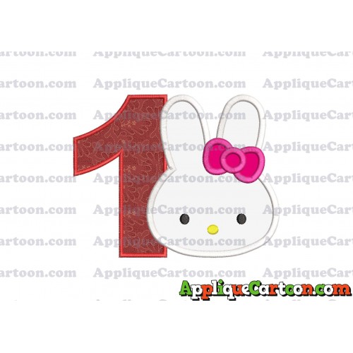 Hello Kitty Head Applique Embroidery Design Birthday Number 1