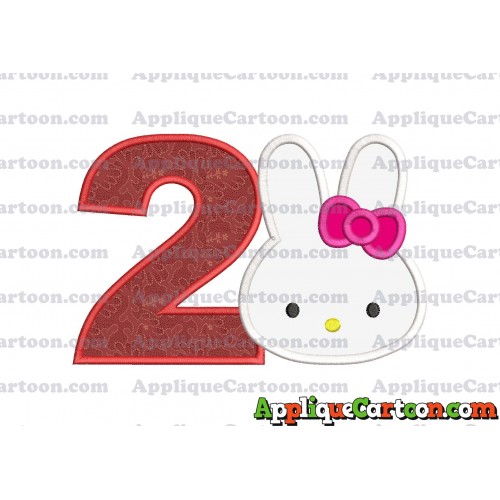 Hello Kitty Head Applique Embroidery Design Birthday Number 2
