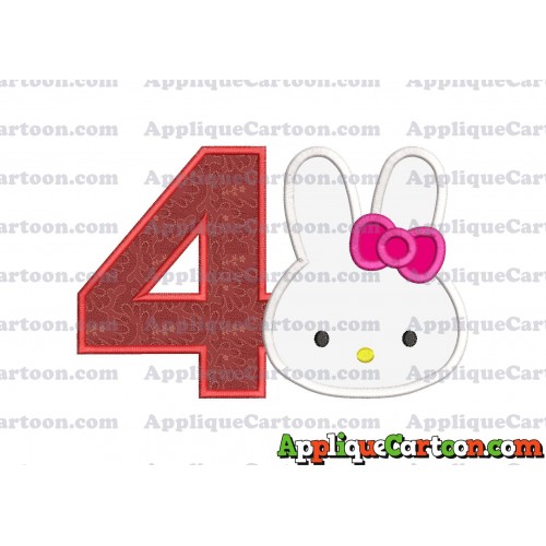 Hello Kitty Head Applique Embroidery Design Birthday Number 4