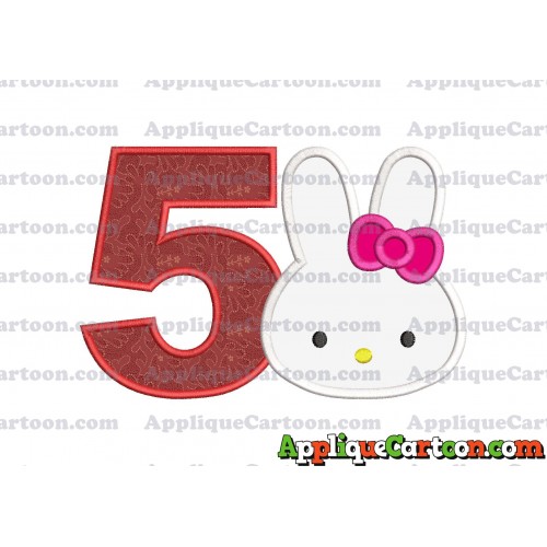 Hello Kitty Head Applique Embroidery Design Birthday Number 5